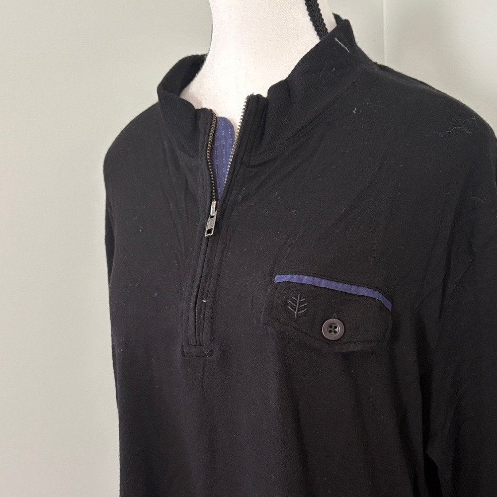 Black Half-Zip Pullover with Button Detail